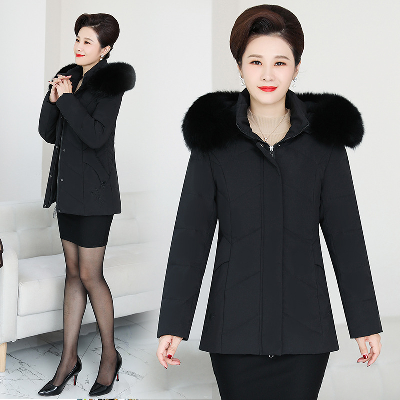 Madre invierno y otoño chaqueta de plumón chaqueta de algodón de cuello grueso nuevo algodón de moda casual de mediana edad