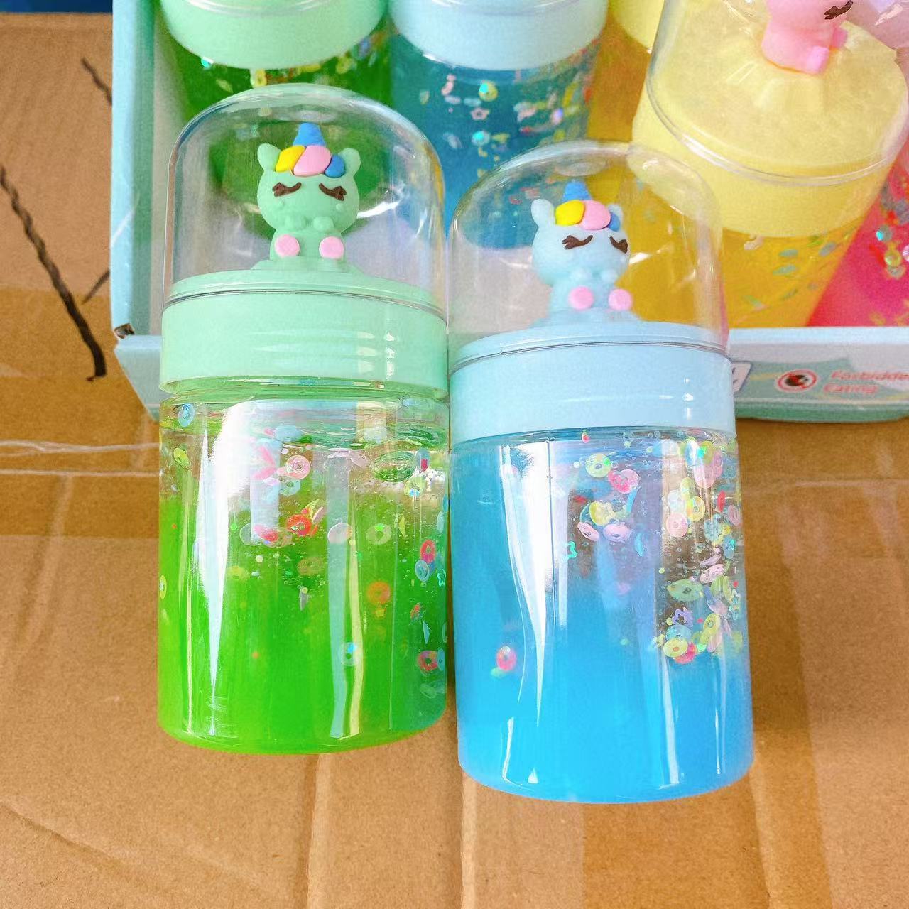 Creativa doble muñeca goma espumante de alto valor visual barro de cristal de color slime creativo barro de color juguetes para niños al por mayor