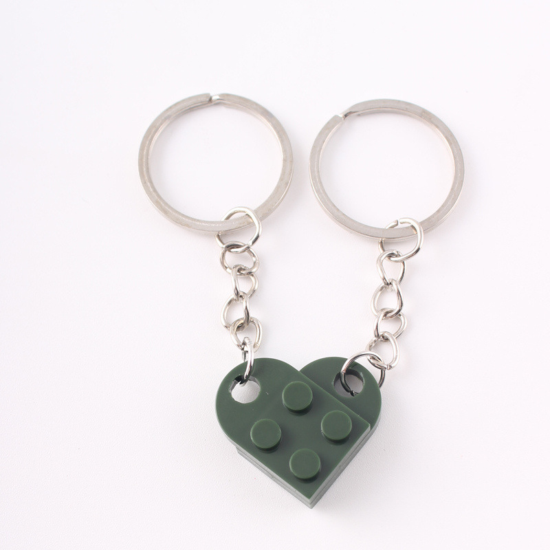 Dos en uno bloques de construcción de amor llavero pareja desmontable llavero amistad afecto en forma de corazón Qixi pequeño regalo