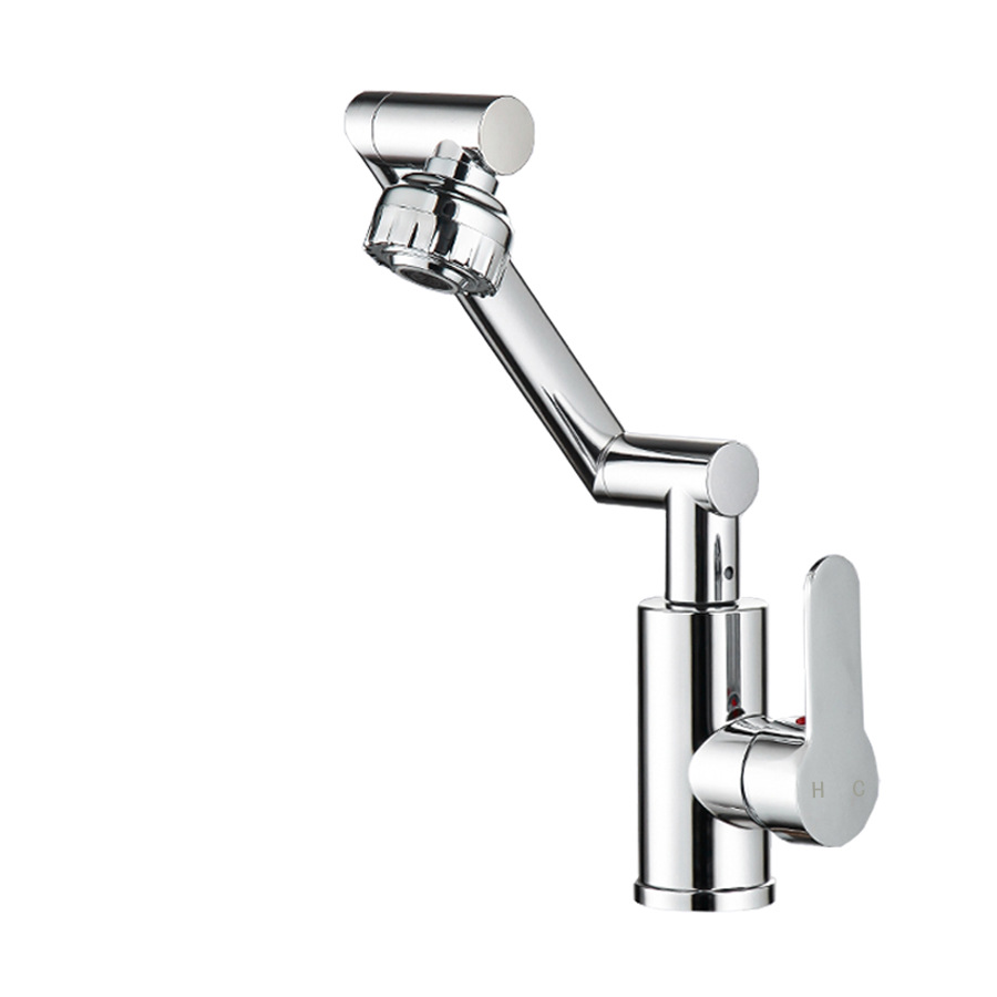 Cross-border Lucky Cat Cuenca lavabo baño mueble de baño caliente y fría de doble uso del grifo brazo mecánico rotación Universal