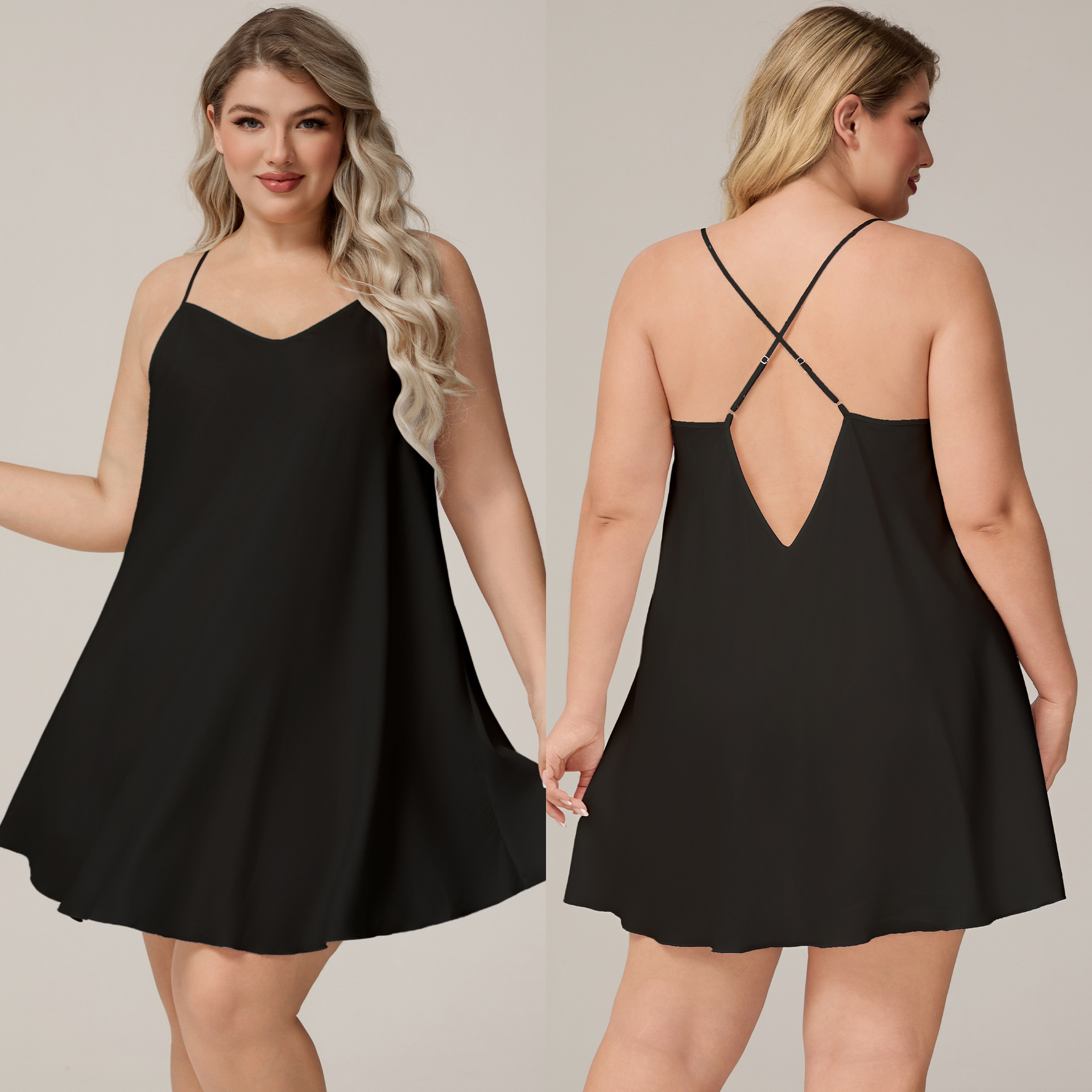 Yaoting nuevo tamaño grande satén de chiffon de color sólido pijama de mujer simple pijama corto ropa para el hogar SQ7013