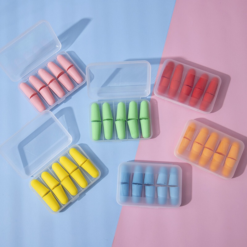 Sponge Noise Reduction Earplugs 10 Pieces Boxed Bullet Slow Rebound Silent Anti-Snoring Earplugs Sleep Anti-Noise Earplugs