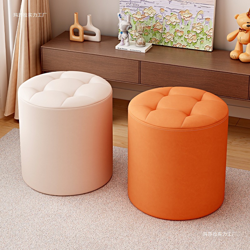 Small Stool for Home Use, Low Stool, Small Bench, Living Room Small Stool, Sofa Stool, Round Stool, Comfortable for Long Sitting, Small Chair, Shoe-Changing Stool