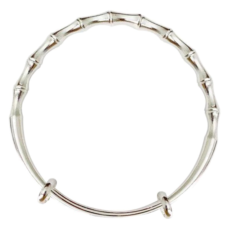 Pulsera de pulsera de bambú ajustable simple durante mucho tiempo no se desvanece pulsera temperamento imitación s999 plata esterlina pulsera sólida para las mujeres