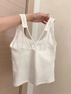 Plus Size Fat mm White Bottoming Small Suspender Women's Bra with Breast Pads and Beautiful Back Bra All-In-One Vest Summer Outer Sleeveless Top