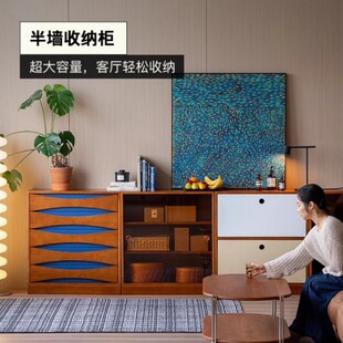 Nordic Solid Wood Bookcase Household Small Apartment Storage Low Cabinet Combination Cabinet Living Room Multi-Functional Cabinet Module Cabinet