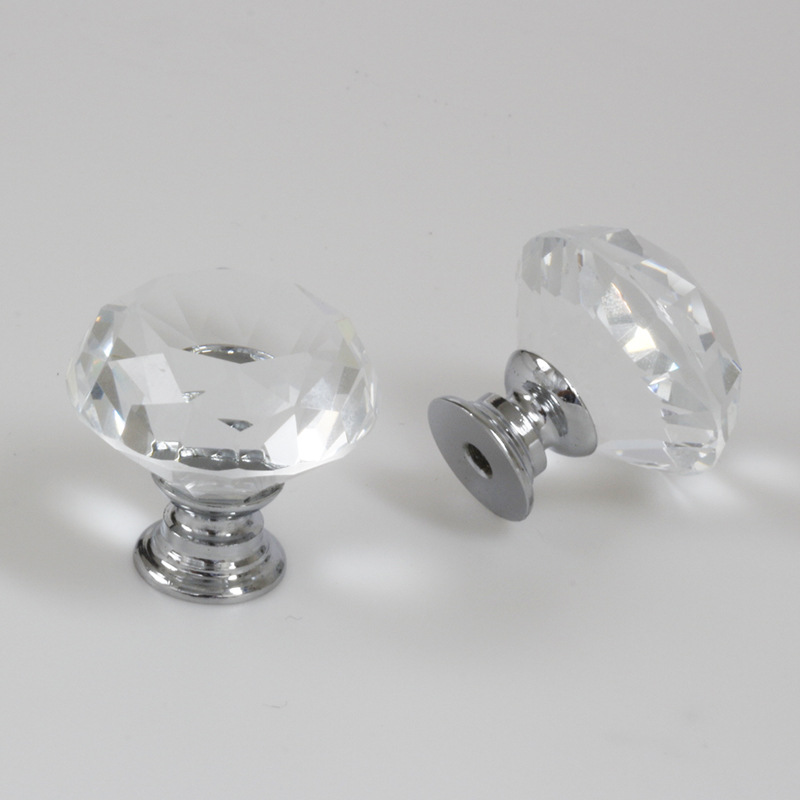 Wholesale crystal and diamond 30mm single hole knob handle modern European style door handle