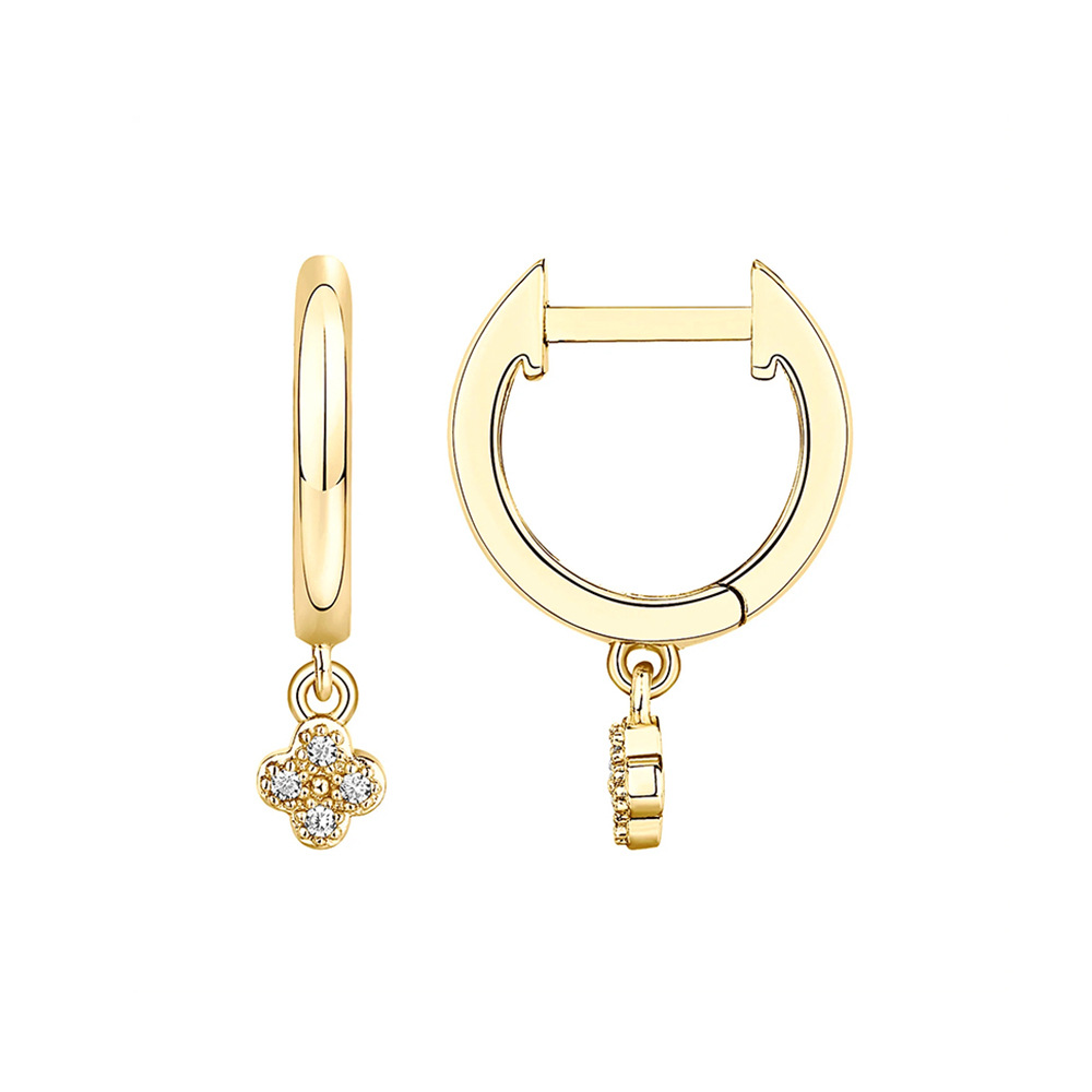 Fashion Cross Sterling Silver Inlaid Zircon Drop Earrings 1 Pair