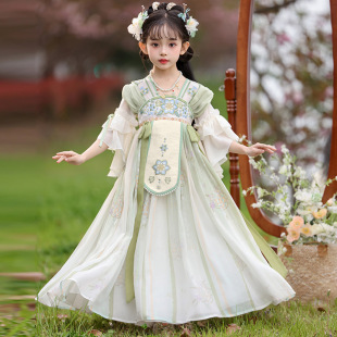 Girls Han Dynasty 2025 Summer New Style Kidsren's Ancient Costume Fairy Classy Skirt Little Girl Tang Suit Daily Dress