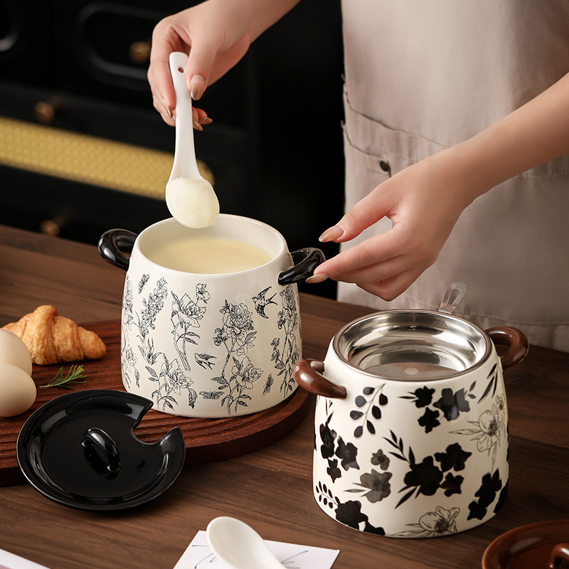 Tanque de aceite de cerdo, cerámica, flores antiguas, caja de condimentos de gran capacidad para el hogar, botella de tanque de condimento, olla de aceite de carne de chile de cocina