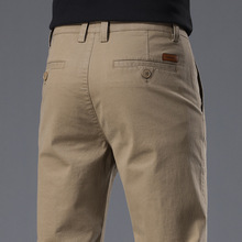 纯棉休闲裤男士直筒修身2025新款中年爸爸裤卡其色商务长裤春秋款