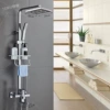 Bright Silver-Square Tube Shower + Storage Rack [Luxury Model] Thickened Stainless Steel Nozzle