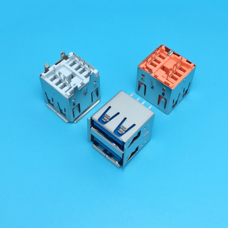 Double-layer USB 3.0 connector short body 14.2mm no-pin/straight-pin type A base 180 degree in-line Double-layer USB 3.0 connector short body 14.2mm no-pin/straight-pin type A base 180 degree in-line