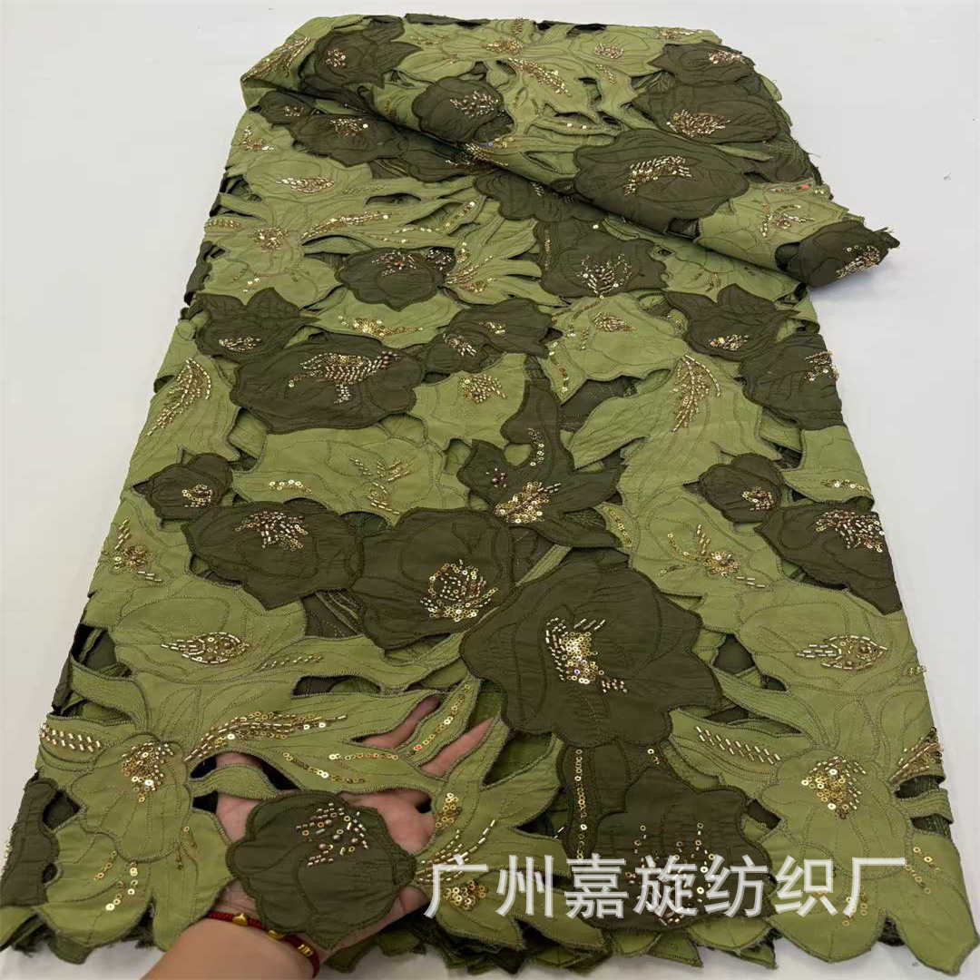 Nueva tela de encaje soluble en agua con bordado de terciopelo hueco de ancho completo para ropa africana, vestidos, vestidos de novia y accesorios para vestidos qipao.