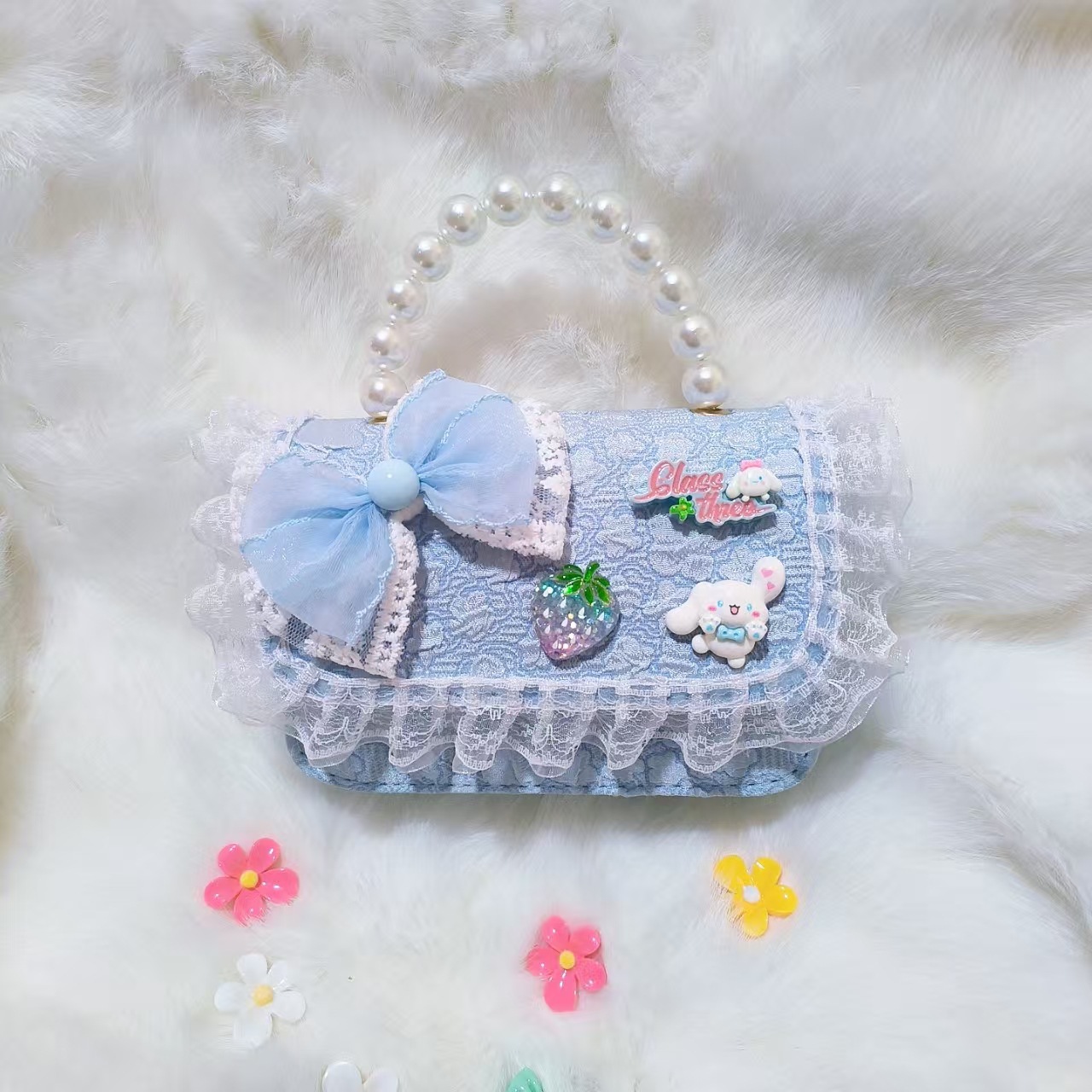 Bolso de perlas, bolso de cambio, bolso de accesorios, bolso de Año Nuevo para chicas, bolso de Año Nuevo, bolso pequeño, bolso cuadrado.