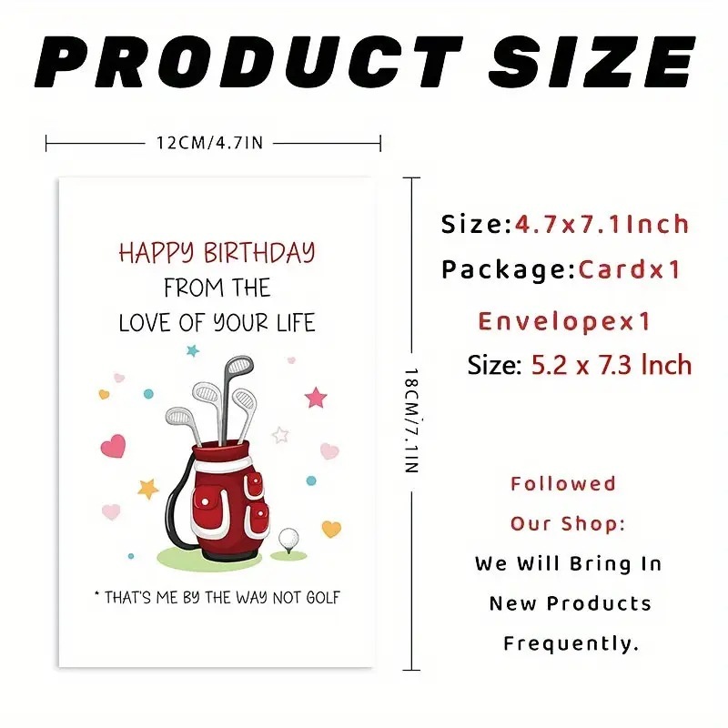 跨境希音temu趣味生日贺卡幽默生日问候卡卡通高尔夫图案表达祝福|undefined