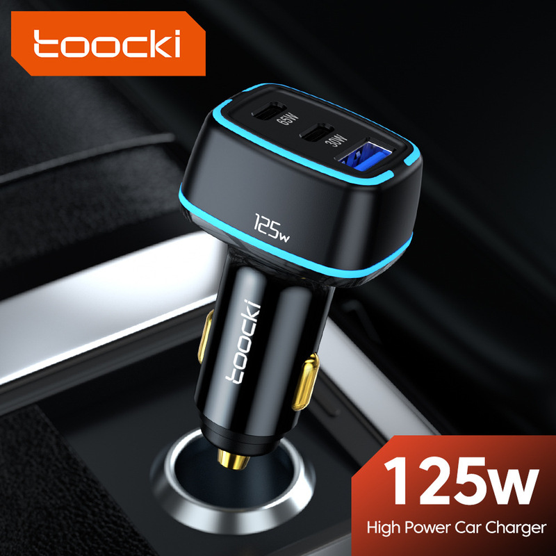 Toocki Car Phone Charger 80W Car Charger with Colorful Lights Suitable for Apple, Samsung, and Huawei