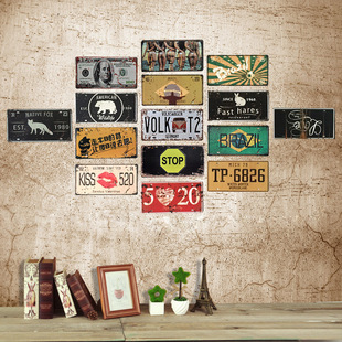 American Retro License Plate Tin Painting Industrial Style Wall Pendant Creative Catering Barber Shop Bar Wall Decoration Cloud
