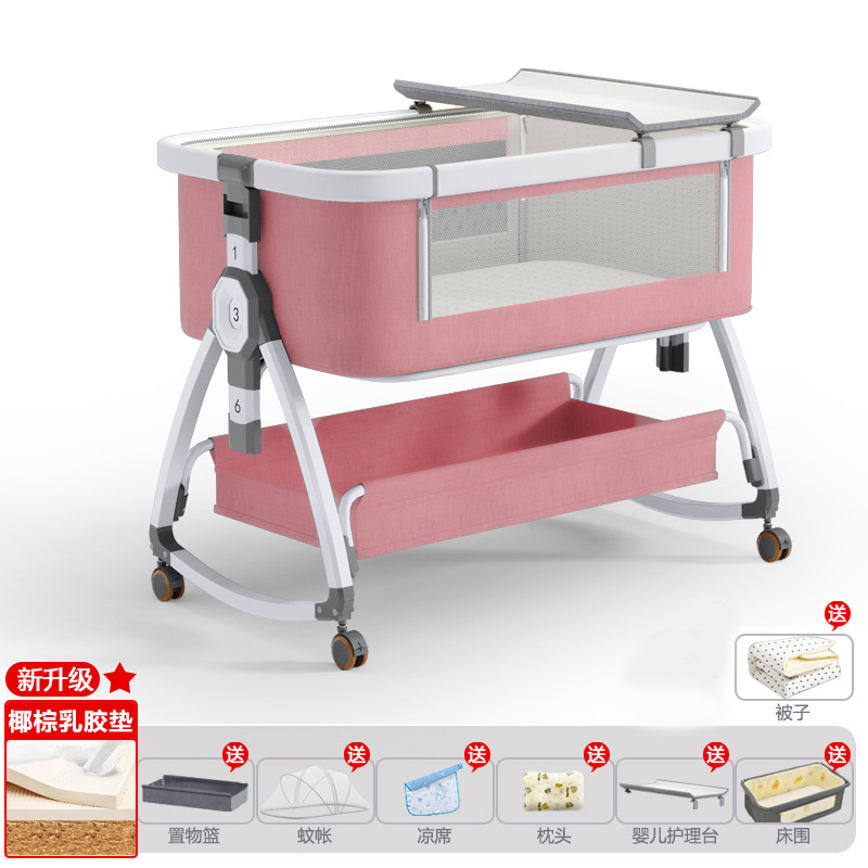 Cuna de bebé recién nacido cama costura Cama grande Baby Shaker BB cama de los niños cuna cama multifuncional móvil plegable image 70