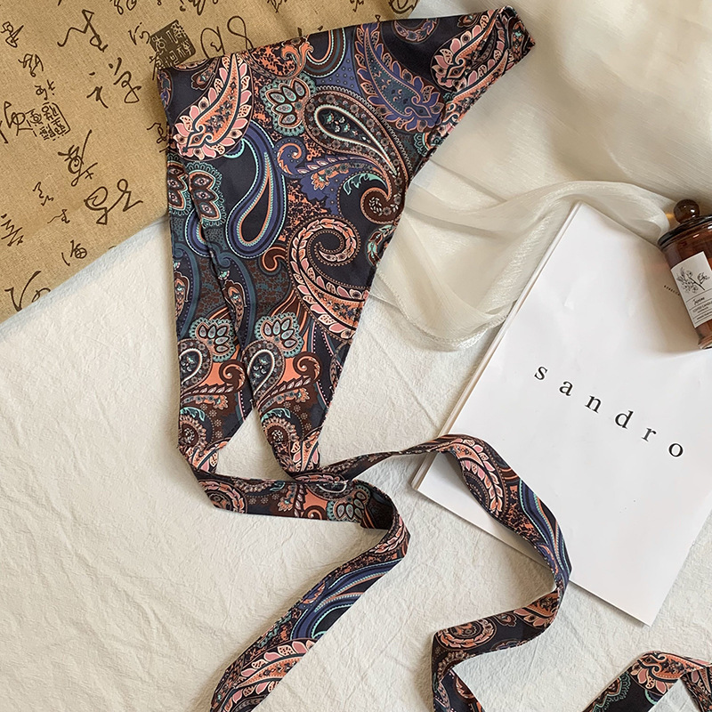 Toalla triangular, sello de cintura de verano, cintura, cortina de pedos, flor de anacardo, bufanda de seda de alta calidad, pañuelo en la cabeza, cinta para el cabello, fábrica de procesamiento personalizada