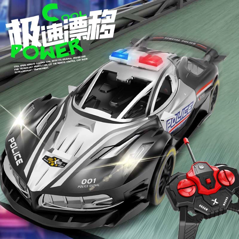 Electric police car, electric car, lightweight racing car, toy for boys, scale 1:18, remote control, 6-12 years