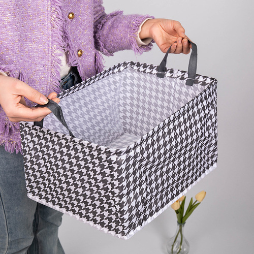 千鸟格衣物收纳盒可折叠整理盒卧室抽屉式布艺裤子收纳神器收纳筐