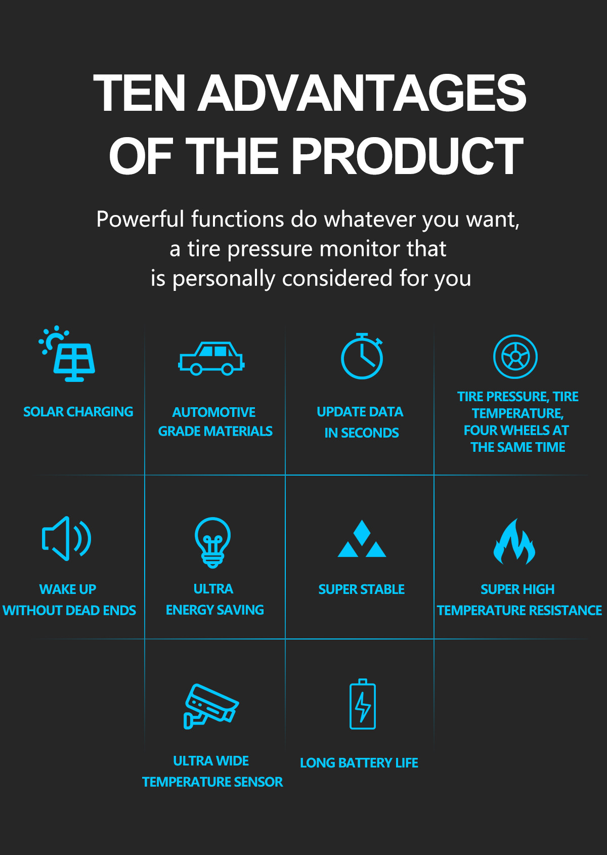 Car Solar Wireless Tire Pressure Monitor Tpms System External Car Perpetual Calendar Tire Pressure Detection