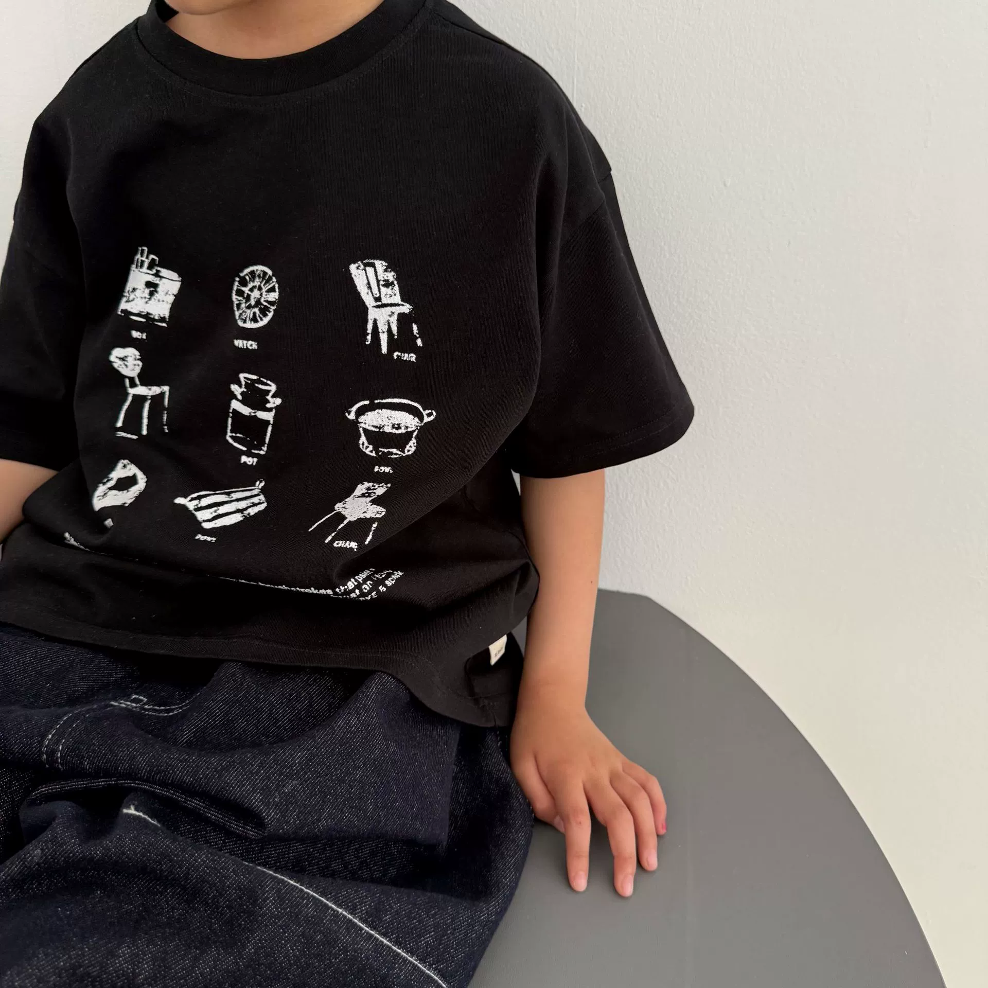 GL-kids Короткая летняя детская футболка с коротким рукавом, корейский стиль, круглый ворот