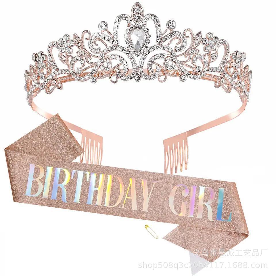 Nuevo cumpleaños reina corona ceremonial cinturón traje