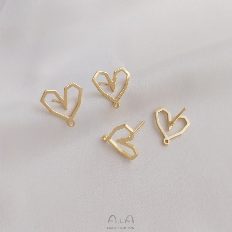 1 Pair 13*12.5mm Copper 14K Gold Plated Heart Shape Earring Findings display picture 2