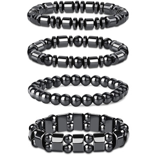 Cross-border black gall stone bracelet magnetic magnet bracelet simple beaded stretch bracelet black beads magnetic therapy jewelry wholesale