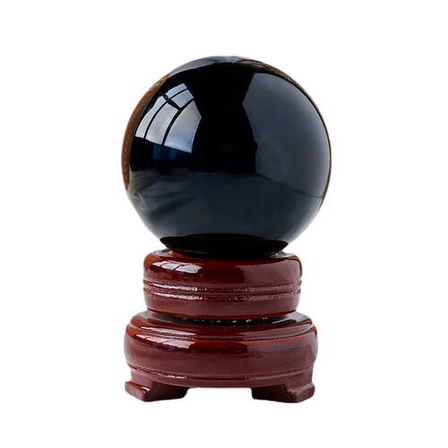 Natural obsidian crystal ball black crystal ball seven-star array ornaments raw stone polished home entrance feng shui ornaments