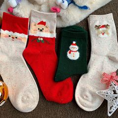*提前被聖誕的浪漫包裹住* 冬天可愛男女聖誕老人麋鹿雪人彩點襪