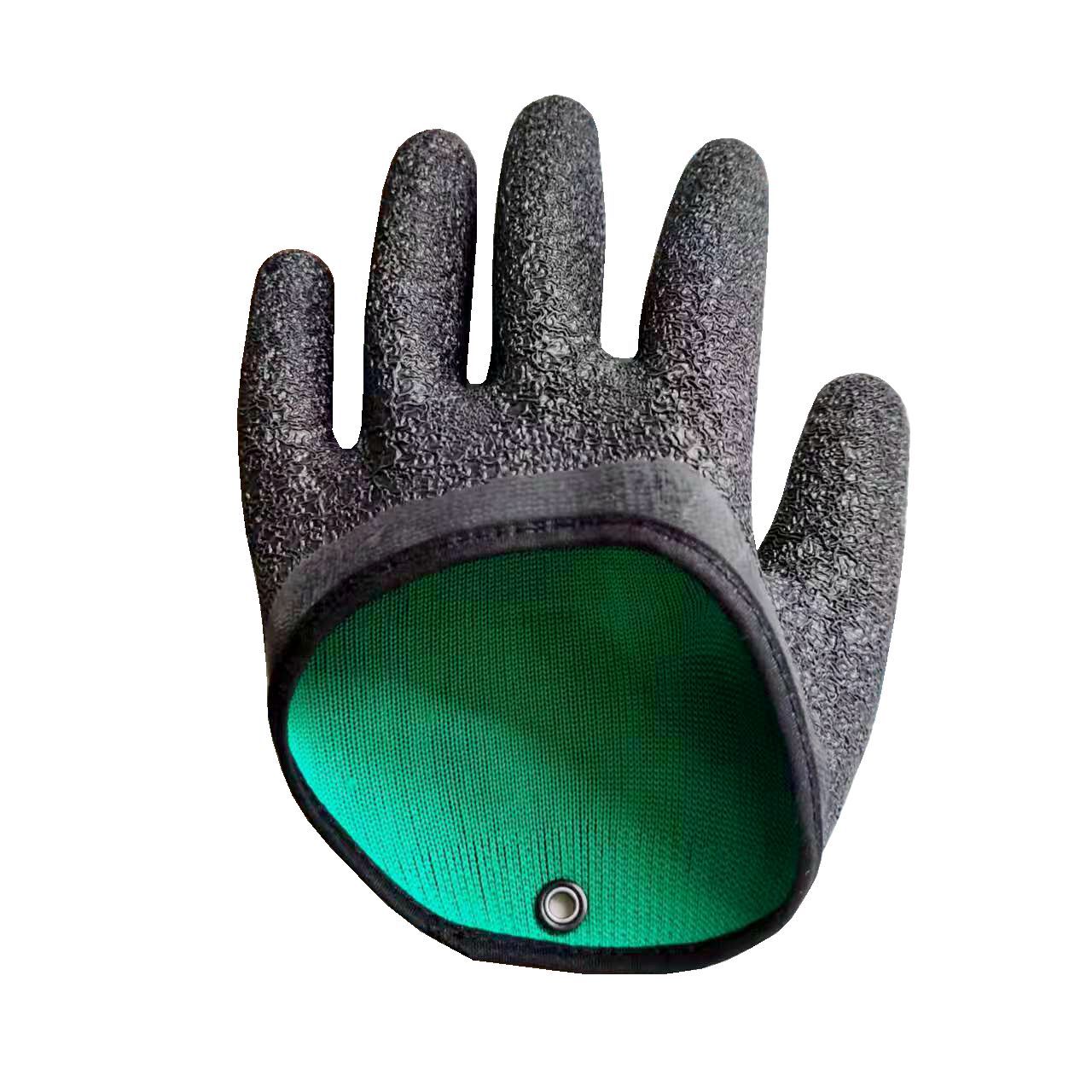 防滑抓鱼手套钓鱼路亚海钓乳胶起皱手套防滑防刺防水耐磨方便套脱