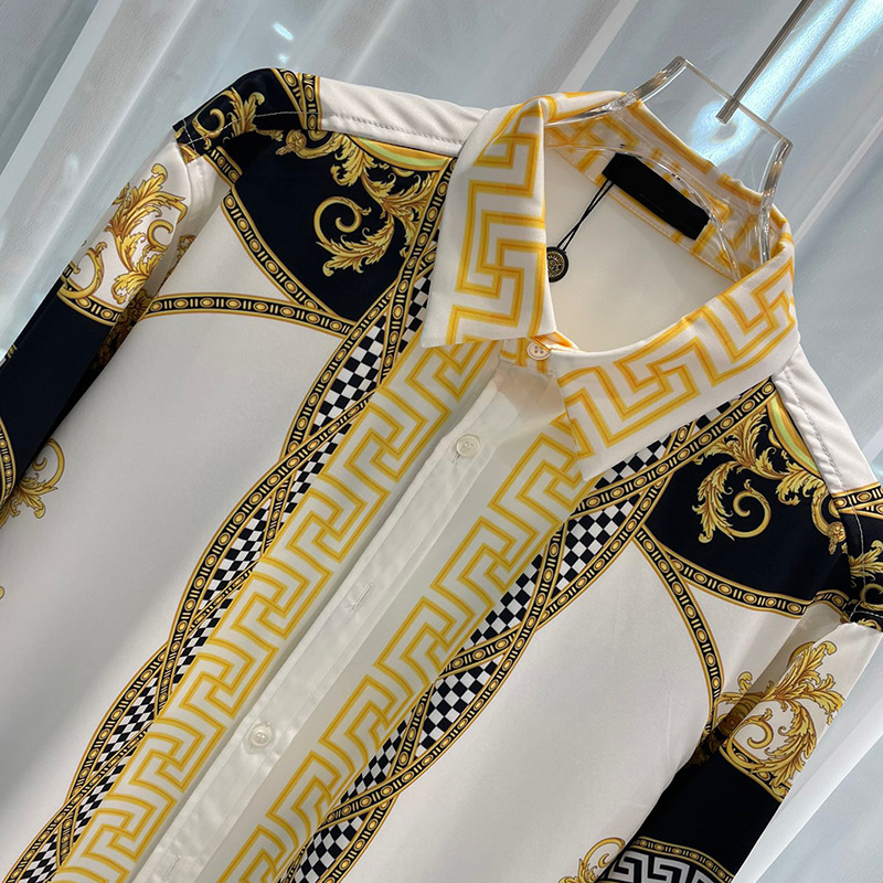 Camisa de Manga Larga para Hombre con Estampado Digital, Estilo Europeo y Americano, Novedad de Otoño 2024, Moda Juvenil Transfronteriza