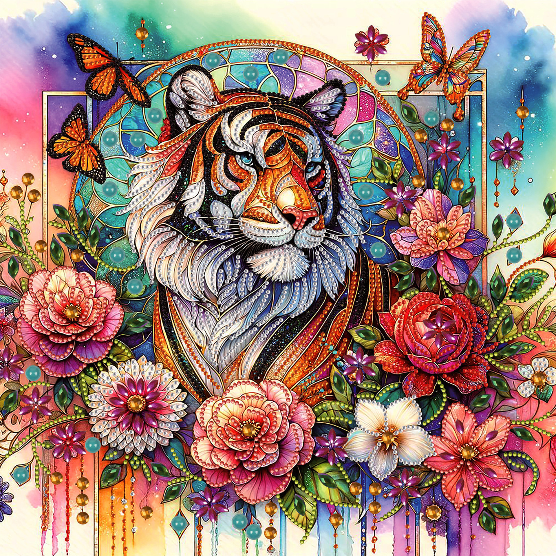 Pintura artesanal con diamantes