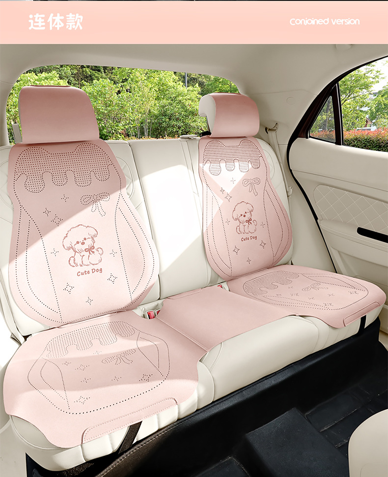 Car Seat Cushion Cartoon Suede Half-Cover Seat Cover New Style Cute Breathable Car Seat Cushion for Women