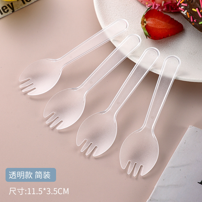 使い捨てフォーク食品級プラスチック簡易包装独立包装デザート果物すくい厚い使い捨てケーキフォークスプーン|undefined