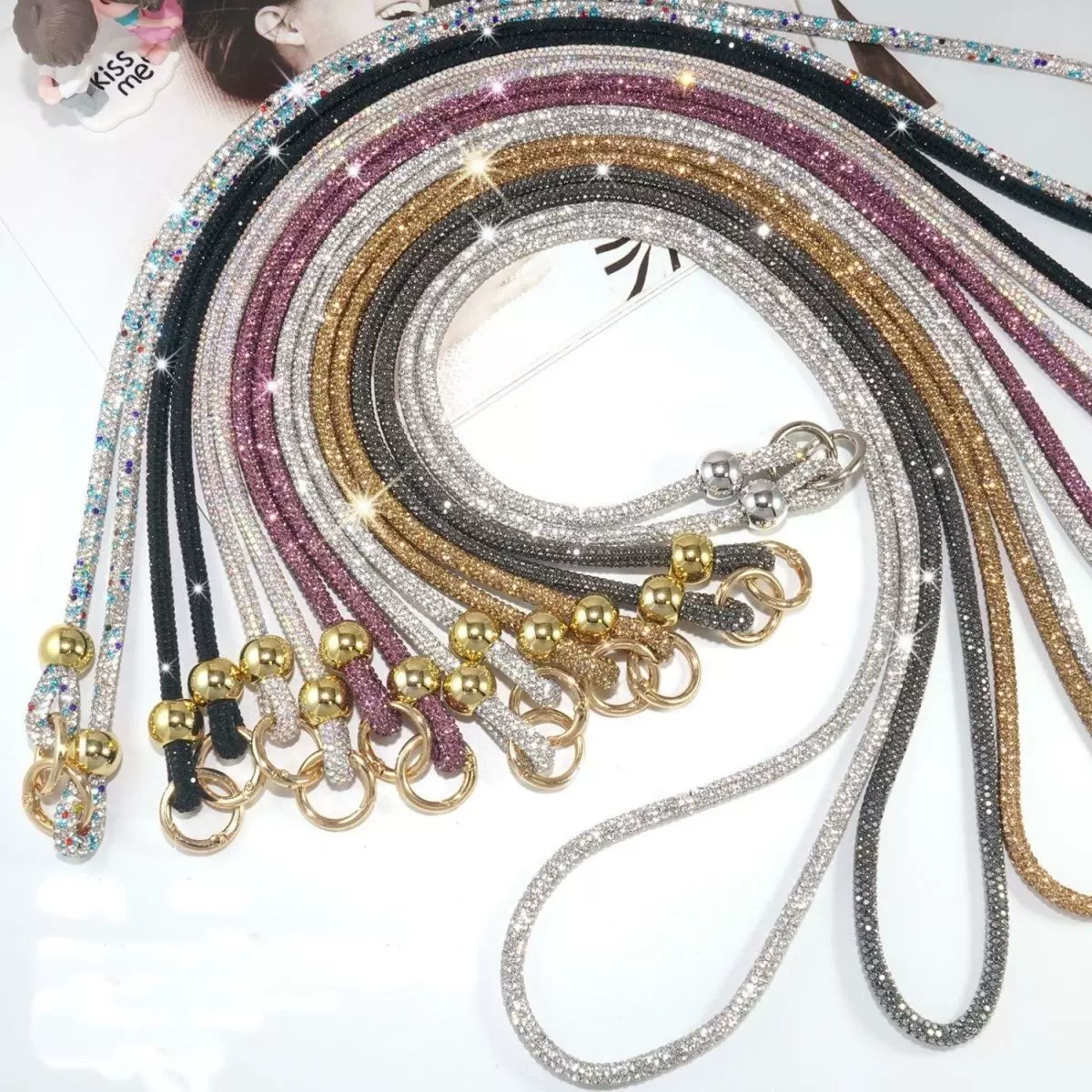 奢华水钻手机挂绳长款斜挎手机挂链可肩背挂件包包挂饰背带手机绳