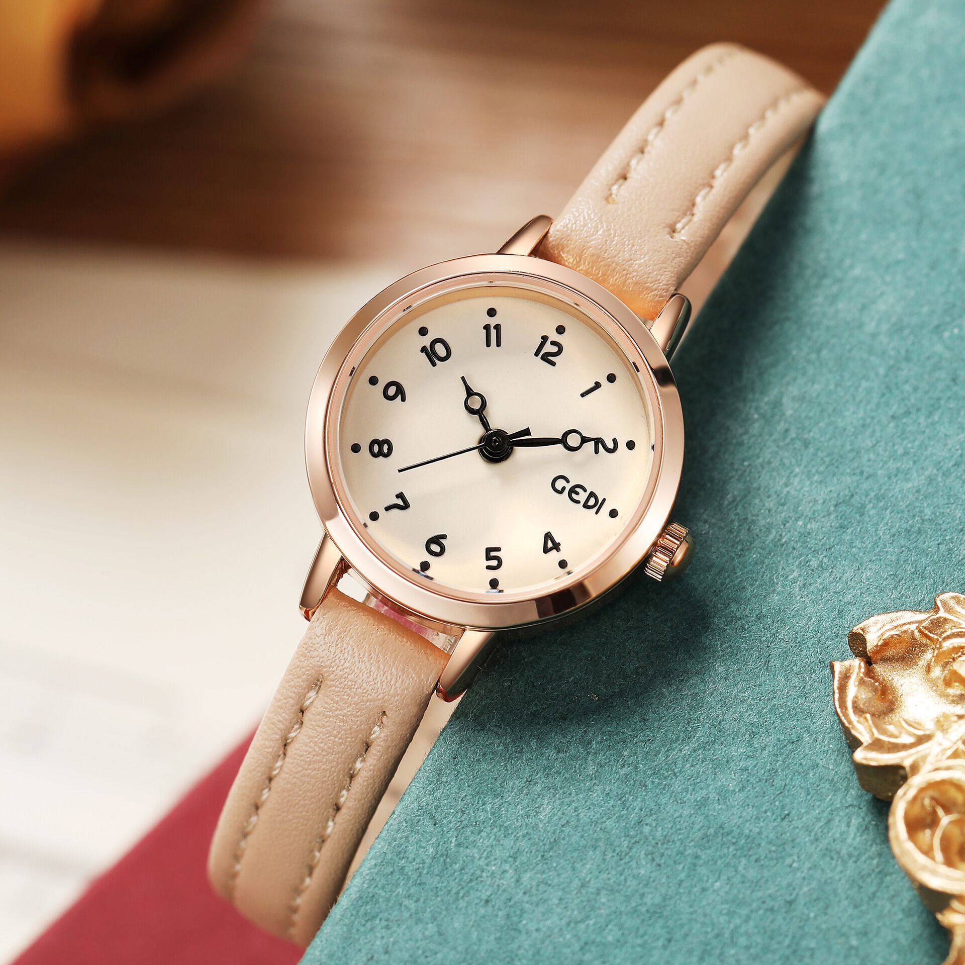 GEDI small Gedi dial, niche, light luxury, simple digital, student waterproof casual belt, women's watch_voghion.com