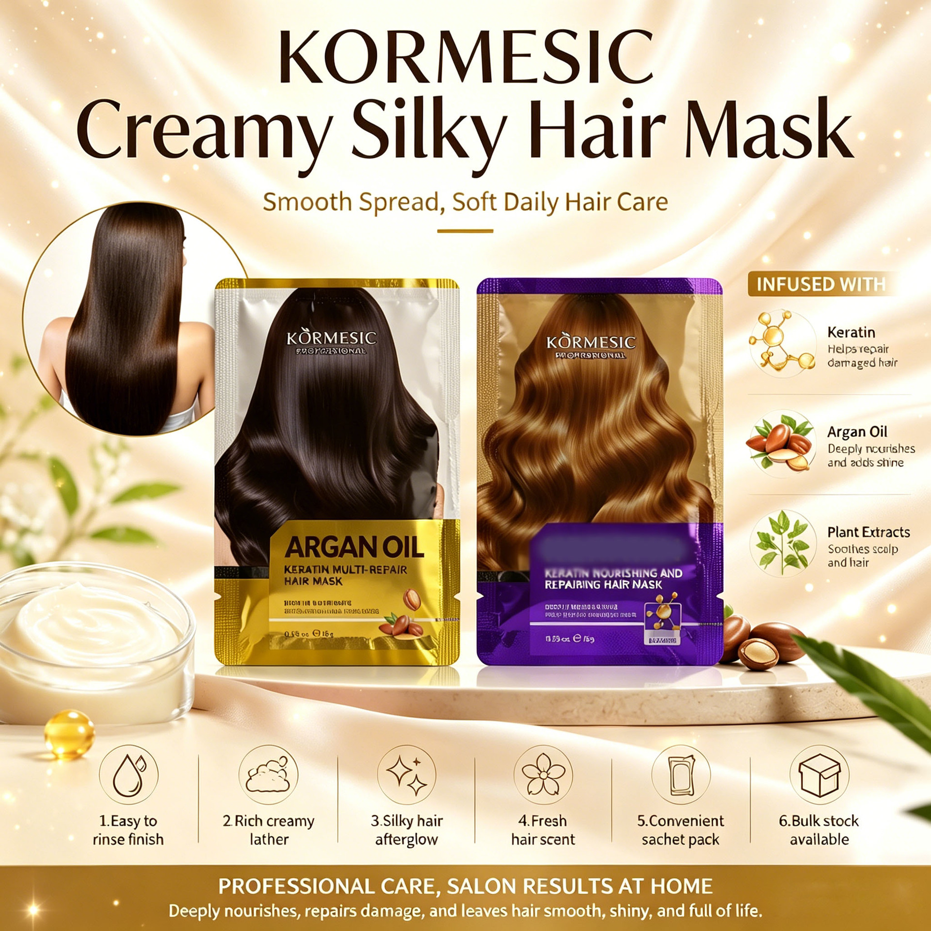 ·Cross-Border Kormesic All-English Nourishing and Caring Keratin Hair Mask Hair Mask Wholesale from Foreign Trade Manufacturers