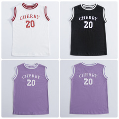 Women's Summer Basketball Style Backless Tunic Dress with Letter Print, Knit Collar and Cuffs, Stylish Basketball Inspired Tunic Dress