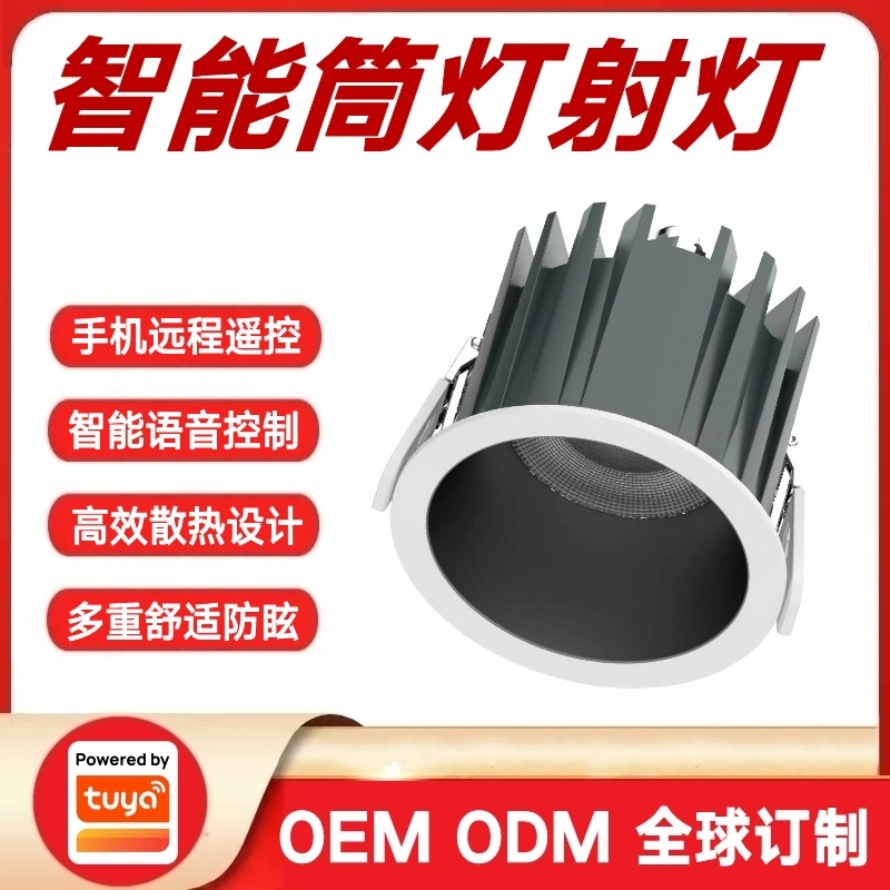 涂鸦方案Zigbee智能射灯筒灯防炫目护眼LED深杯预埋嵌入式洗墙灯