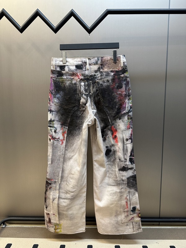 Dujia バージョン既製高品質 AC ホーム 2025 新しいスタイルのスプラッシュ インク オールド ジーンズ ルーズ フィット男性と女性用|undefined
