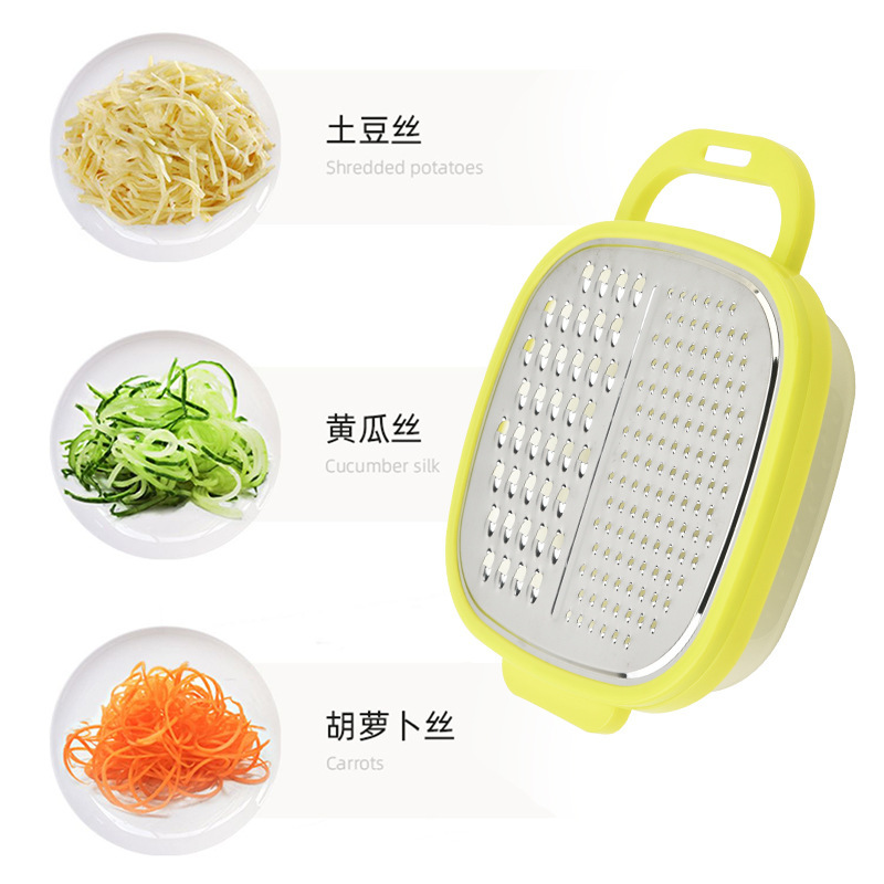 ランチボックスおろし器ツーインワン 430 ステンレス鋼ランチボックスおろし器ポータブルキッチンガジェットチーズ野菜カッター|undefined