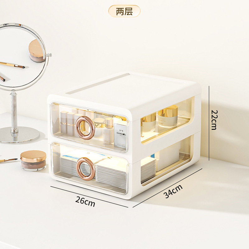 Caja de almacenamiento de cosméticos a prueba de polvo de escritorio transparente tocador de gran capacidad de cuidado de la piel de alto grado de almacenamiento rack de acrílico caja