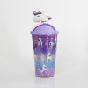 Plastic cute fresh cartoon double-layer straw with glass, cup for elementary school students