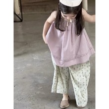 女童套装公主风宝宝夏季2024新款森系舒适吊带碎花时髦洋气两件套