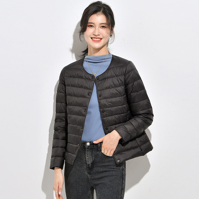 여성 경량 덕다운 패딩 하이넥 숏패딩 데일리 점퍼