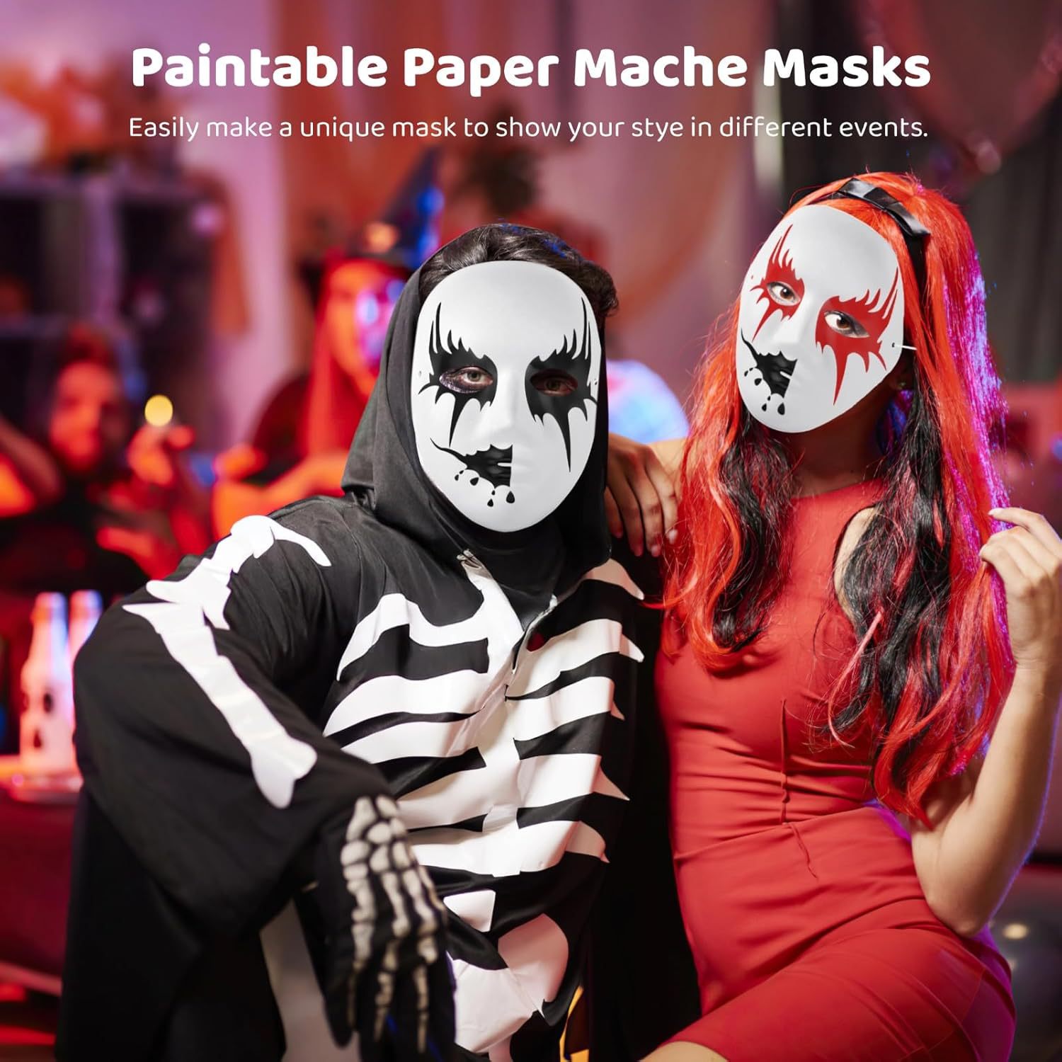 Amazon DIY pulpa máscara de Halloween máscara de graffiti en blanco pintado a mano props de jardín de infantes actividades hechas a mano